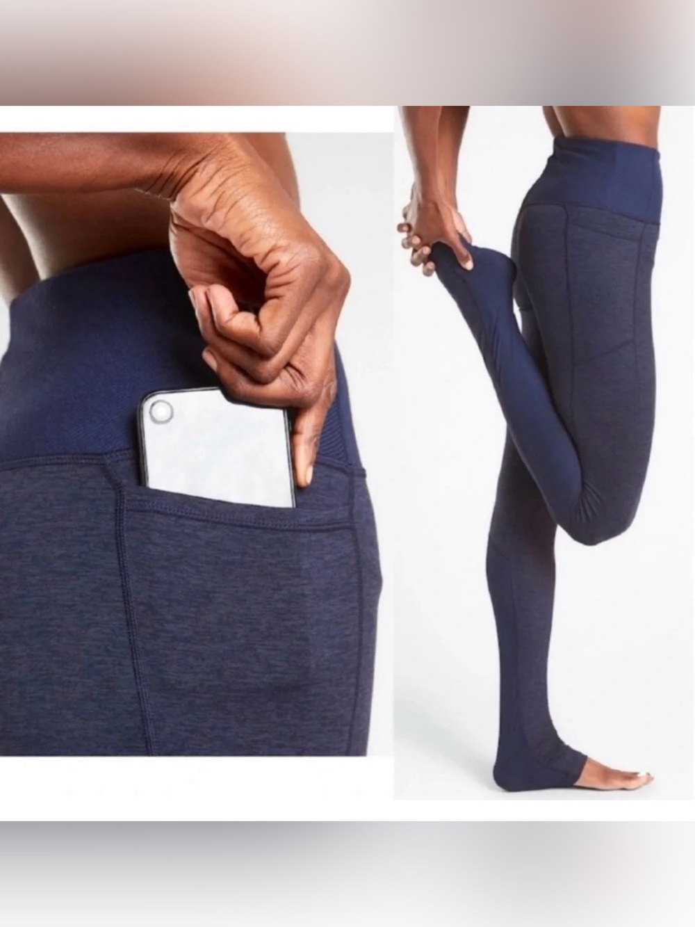 Athleta Heathered Navy Exhale Heel Tight